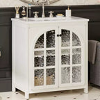 Mobile bagno Bestier da 31 pollici in stile rustico con lavabo in ceramica, mobiletto vintage