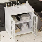 Mobile bagno Bestier da 31 pollici in stile rustico con lavabo in ceramica, mobiletto vintage