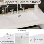 Mobile bagno Bestier da 31 pollici in stile rustico con lavabo in ceramica, mobiletto vintage