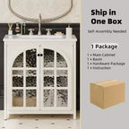 Mobile bagno Bestier da 31 pollici in stile rustico con lavabo in ceramica, mobiletto vintage
