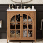 Mobile bagno Bestier da 31 pollici in stile rustico con lavabo in ceramica, mobiletto vintage