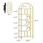 Libreria ad arco a 6 ripiani, scaffale in metallo alto 82 cm, scaffali espositivi con ripiani aperti per camera da letto, soggiorno, ufficio domestico