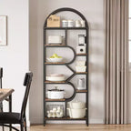 Libreria ad arco a 6 ripiani, scaffale in metallo alto 82 cm, scaffali espositivi con ripiani aperti per camera da letto, soggiorno, ufficio domestico