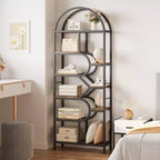 Libreria ad arco a 6 ripiani, scaffale in metallo alto 82 cm, scaffali espositivi con ripiani aperti per camera da letto, soggiorno, ufficio domestico