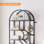Libreria ad arco a 6 ripiani, scaffale in metallo alto 82 cm, scaffali espositivi con ripiani aperti per camera da letto, soggiorno, ufficio domestico