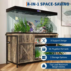Mobiletto da 280 Litri per Acquario, Supporto per Acquario con Prese di Corrente e Luci LED - Supporto Robusto per Terrari con Armadietto, Cassetto e Ripiano