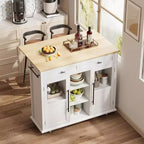 Acekool 41 Isola da Cucina Mobile Stile Farmhouse con Anta a Ribalta, Armadietti con Ante in Vetro, Scaffali Aperti, 2 Cassetti, Portasciugamani, Nero/Legno