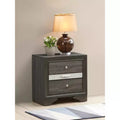 HomeStock 26 in.H x 26 in W Rectangle Gray Finish 2 Drawers Wood Nighstand For Living Room and Bedroom