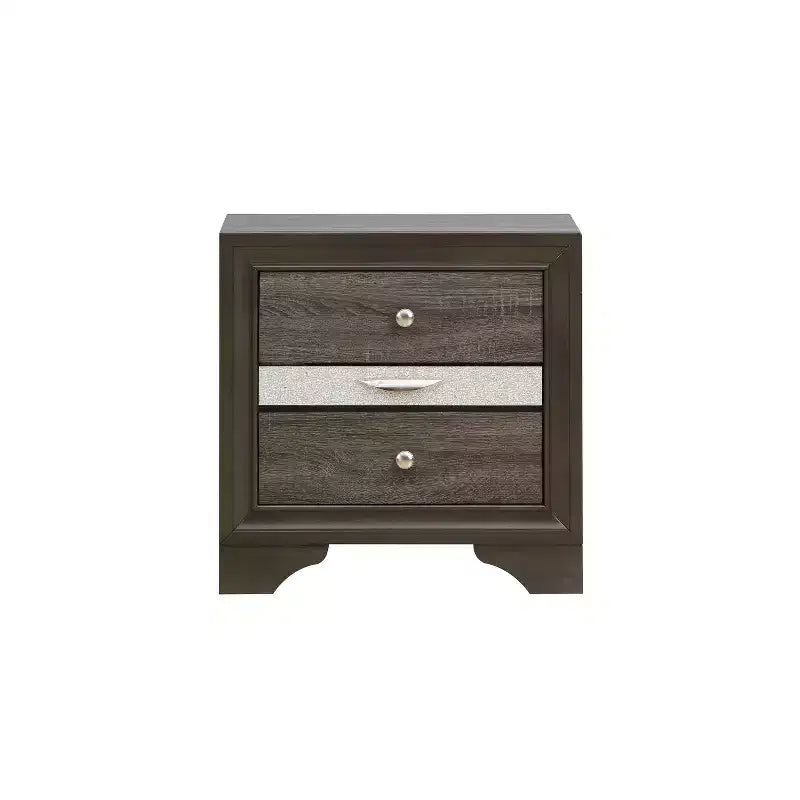 HomeStock 26 pollici A x 26 pollici L Comodino rettangolare in legno con finitura grigia e 2 cassetti per soggiorno e camera da letto
