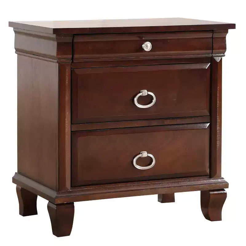 HomeStock Comodino marrone rettangolare con 2 cassetti in legno, 68,5 cm H x 66 cm L, per soggiorno e camera da letto