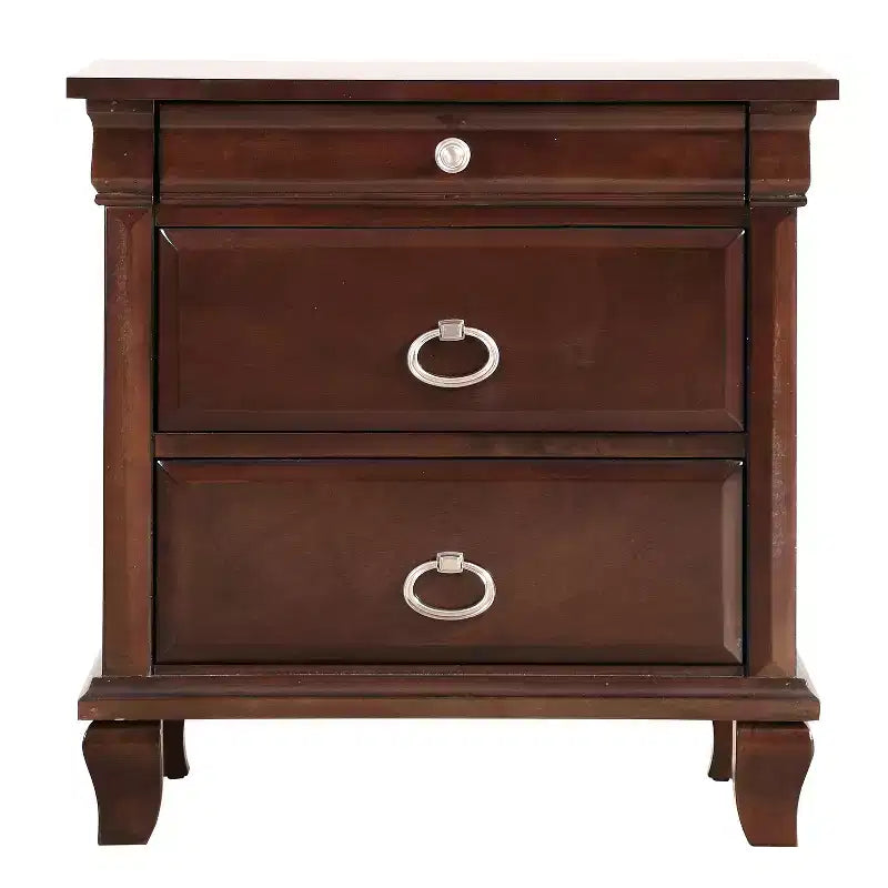 HomeStock Comodino marrone rettangolare con 2 cassetti in legno, 68,5 cm H x 66 cm L, per soggiorno e camera da letto