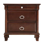 HomeStock Comodino marrone rettangolare con 2 cassetti in legno, 68,5 cm H x 66 cm L, per soggiorno e camera da letto