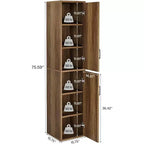 Lantine 75.39 Mobile Contenitore in Legno con 6 Ripiani, Mobile Moderno Stretto con 2 Ante per Soggiorno, Cucina, Bagno