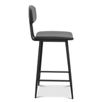 Dyonery Sgabelli da Bar Altezza Bancone, 25.6 Sgabelli in Similpelle con Schienale, Rivestimento Impermeabile, Robusta Struttura in Metallo per Isola Cucina, Grigio Rustico