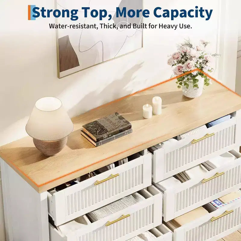 Cassettiera scanalata per camera da letto con 6 cassetti, cassettiera moderna, cassettiera in legno, organizer per vestiti per soggiorno, corridoio