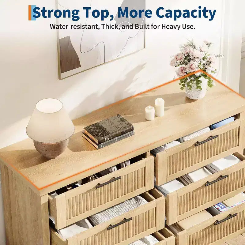 Cassettiera scanalata per camera da letto con 6 cassetti, cassettiera moderna, cassettiera in legno, organizer per vestiti per soggiorno, corridoio