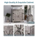 Mobile bagno Karl Home 76 cm, con anta scorrevole a grana di legno Noce e ripiano a U, senza lavabo da appoggio