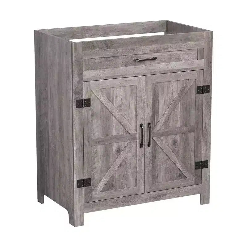 Mobile bagno Karl Home 76 cm, con anta scorrevole a grana di legno Noce e ripiano a U, senza lavabo da appoggio