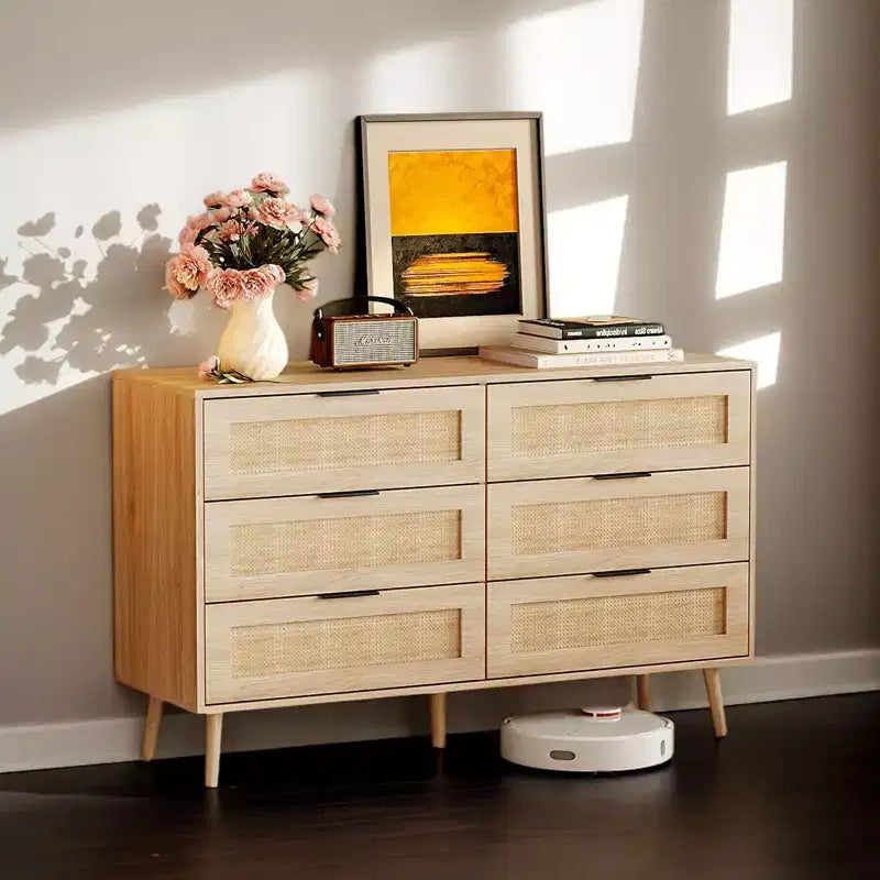 Cassettiera Karl Home 6 cassetti in MDF beige, larghezza 120 cm