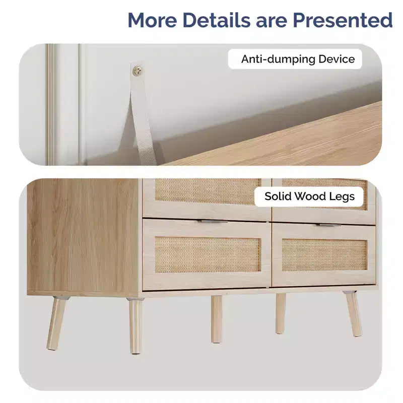 Cassettiera Karl Home 6 cassetti in MDF beige, larghezza 120 cm