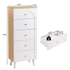 Cassettiera Karl Home a 5 cassetti in MDF bianco (pannello di fibra a media densità), larghezza 50 cm