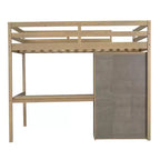 Letto a soppalco full size con armadio e scrivania, letto a soppalco alto in legno full size con cassetti e mensole per adulti, bambini e ragazzi