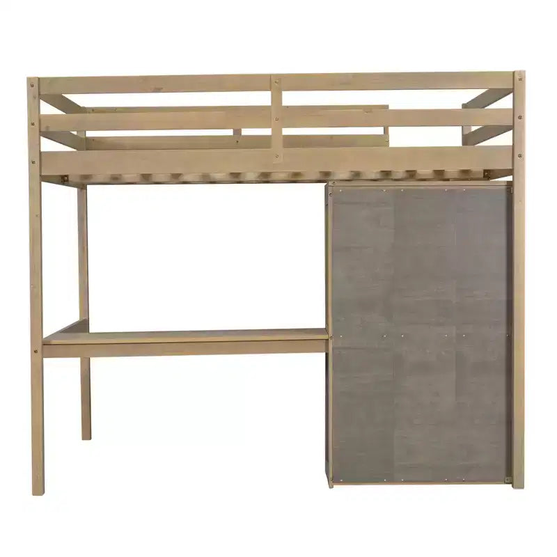 Letto a soppalco full size con armadio e scrivania, letto a soppalco alto in legno full size con cassetti e mensole per adulti, bambini e ragazzi