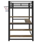 Letto a soppalco in metallo singolo con scrivania e mensole, struttura letto a soppalco resistente con canestro da basket, nero