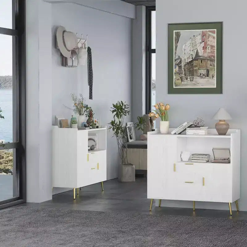 Buffet con cassetti (set da 2), credenza buffet da 40 con ripiani e ante