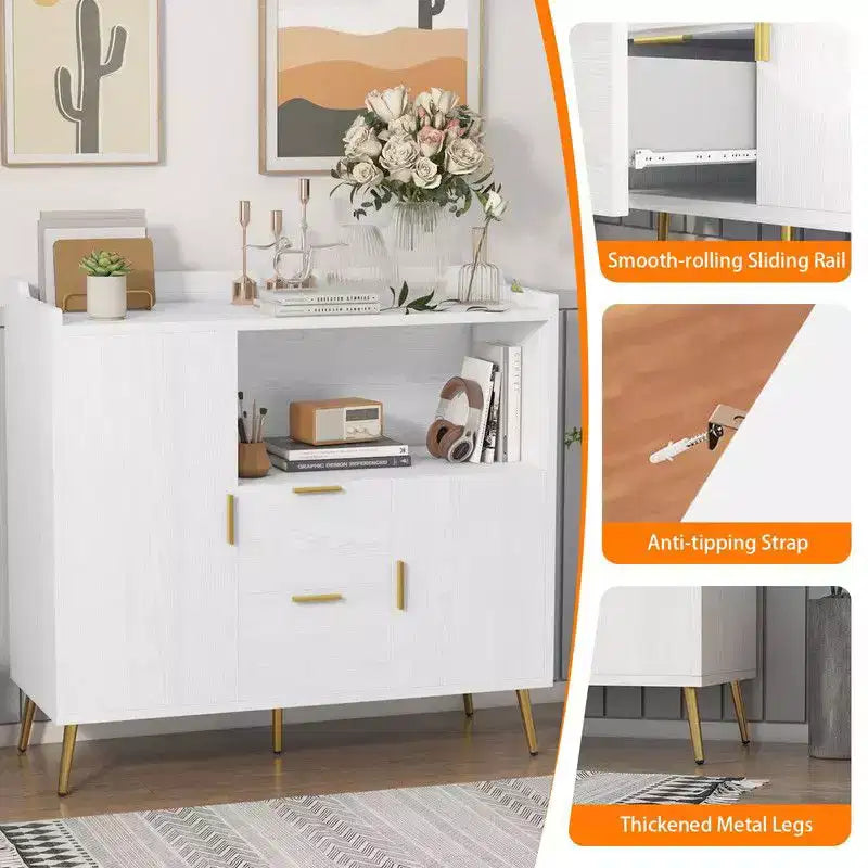 Buffet con cassetti (set da 2), credenza buffet da 40 con ripiani e ante