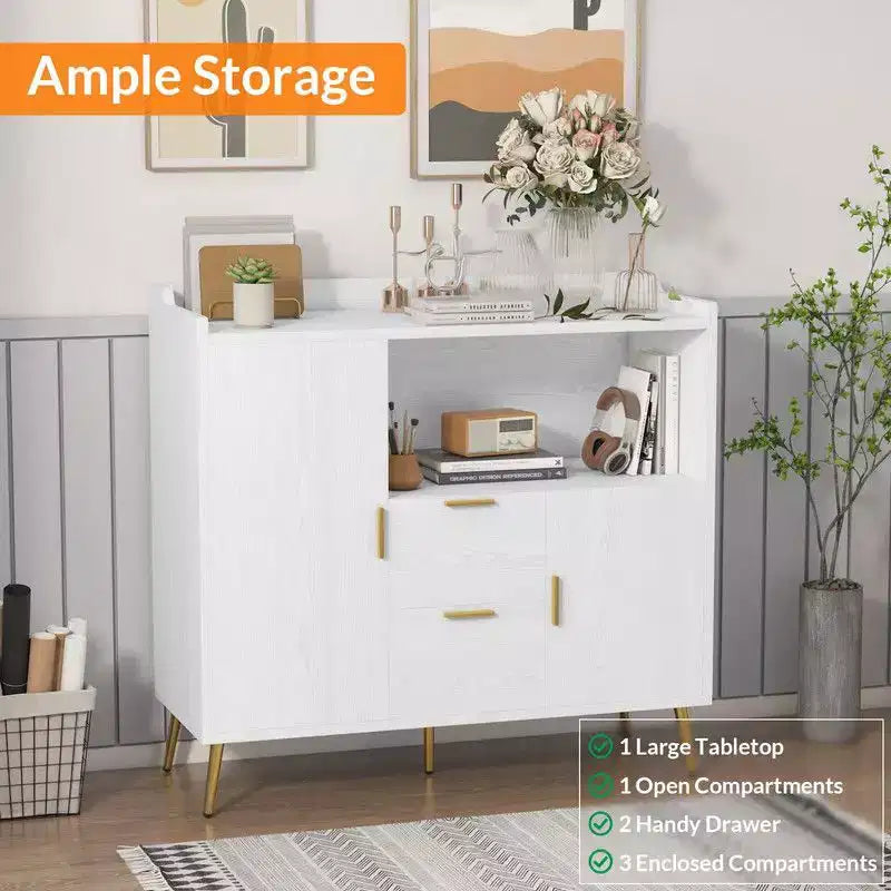 Buffet con cassetti (set da 2), credenza buffet da 40 con ripiani e ante