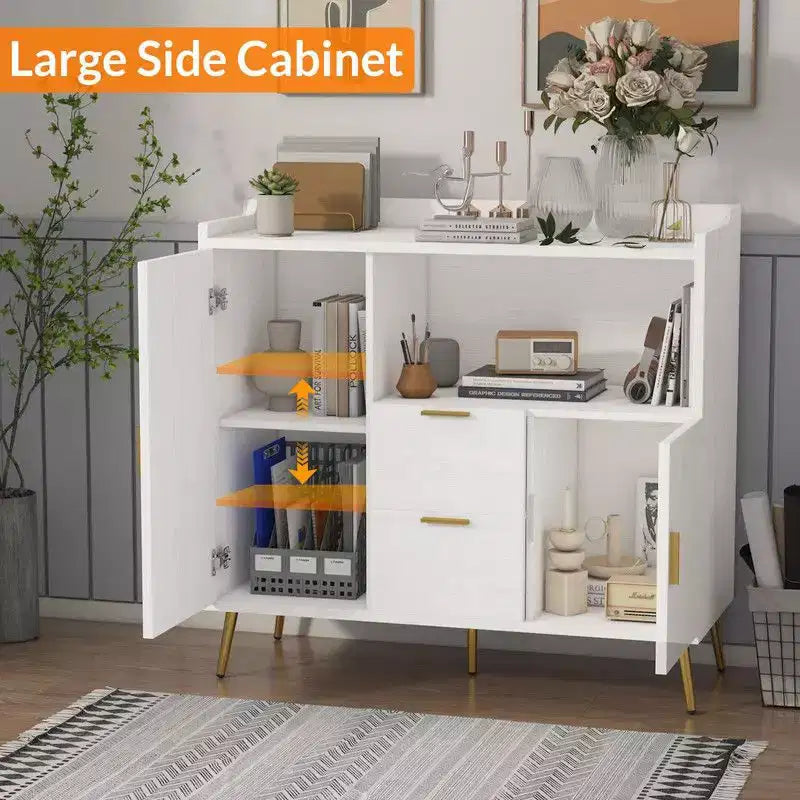 Buffet con cassetti (set da 2), credenza buffet da 40 con ripiani e ante