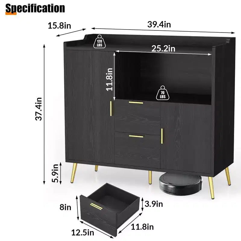 Buffet con cassetti (set da 2), credenza buffet da 40 con ripiani e ante