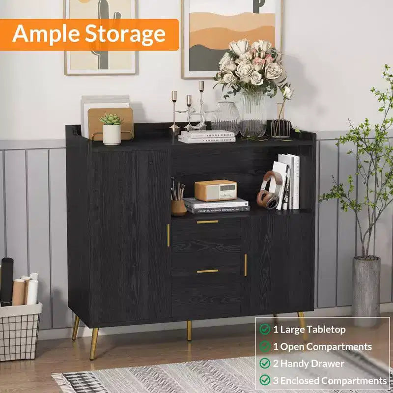 Buffet con cassetti (set da 2), credenza buffet da 40 con ripiani e ante