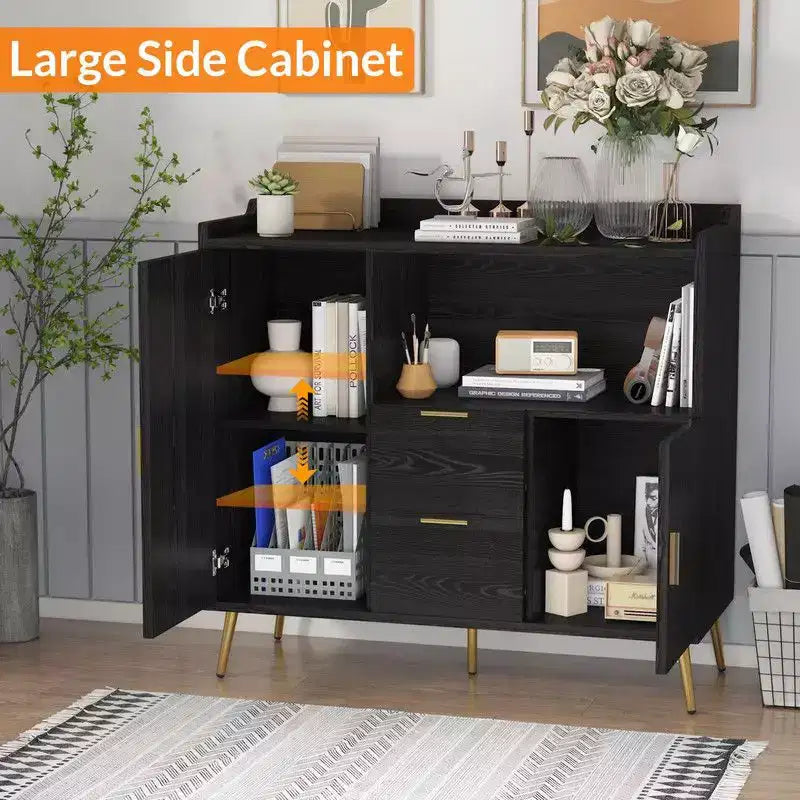 Buffet con cassetti (set da 2), credenza buffet da 40 con ripiani e ante