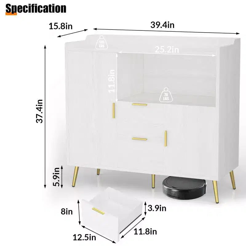 Buffet con cassetti (set da 2), credenza buffet da 40 con ripiani e ante