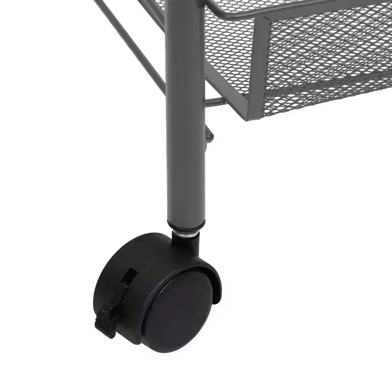 CLIHOME Carrello di servizio a rotelle a 5 ripiani in rete con cestino portaoggetti, carrello per casa, ufficio, dispensa e cucina