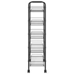 CLIHOME Carrello di servizio a rotelle a 5 ripiani in rete con cestino portaoggetti, carrello per casa, ufficio, dispensa e cucina