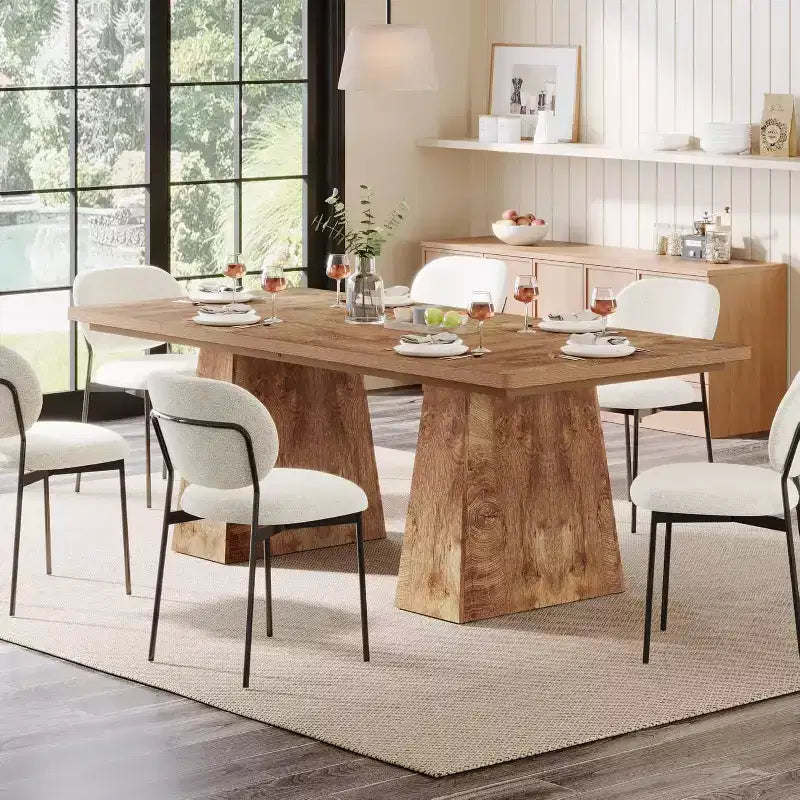Tavolo da pranzo Lantine per 4-6 persone, tavolo da cucina moderno da 160 cm con robuste gambe affusolate in legno, per sala da pranzo, cucina, soggiorno