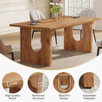 Lantine - Tavolo da pranzo moderno per 6 persone, tavolo da pranzo da cucina grande da 180 cm con base a piedistallo in legno, per cucina, sala da pranzo, soggiorno