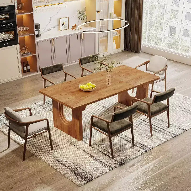 Lantine - Tavolo da pranzo moderno per 6 persone, tavolo da pranzo da cucina grande da 180 cm con base a piedistallo in legno, per cucina, sala da pranzo, soggiorno