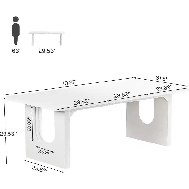 Lantine - Tavolo da pranzo moderno per 6 persone, tavolo da pranzo da cucina grande da 180 cm con base a piedistallo in legno, per cucina, sala da pranzo, soggiorno