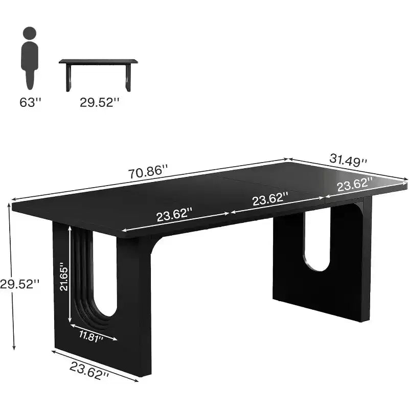 Lantine - Tavolo da pranzo moderno per 6 persone, tavolo da pranzo da cucina grande da 180 cm con base a piedistallo in legno, per cucina, sala da pranzo, soggiorno