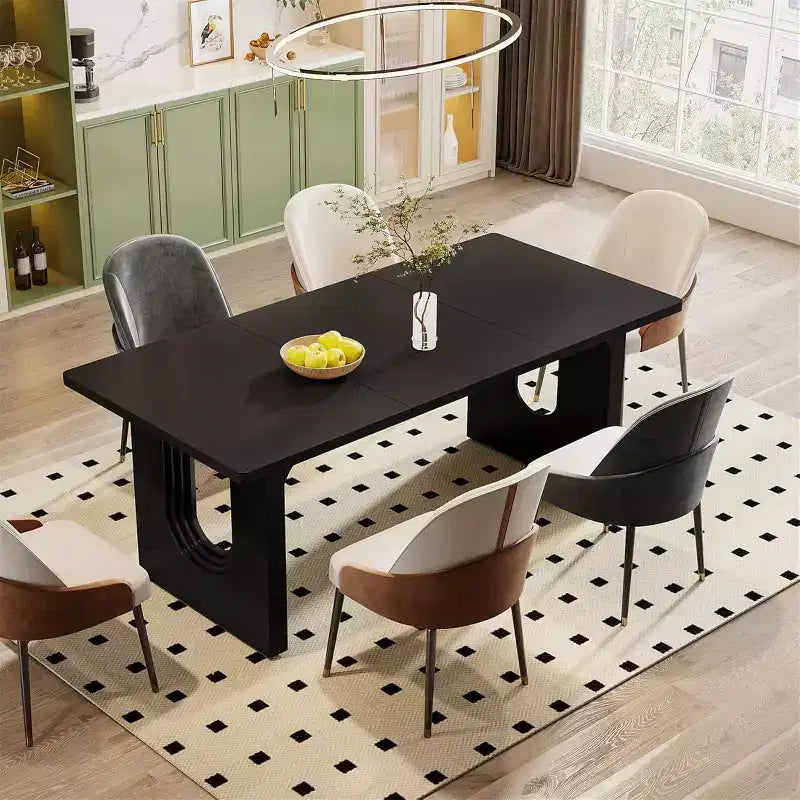 Lantine - Tavolo da pranzo moderno per 6 persone, tavolo da pranzo da cucina grande da 180 cm con base a piedistallo in legno, per cucina, sala da pranzo, soggiorno