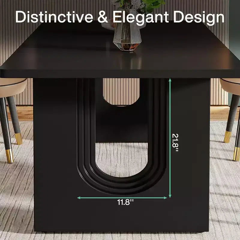 Lantine - Tavolo da pranzo moderno per 6 persone, tavolo da pranzo da cucina grande da 180 cm con base a piedistallo in legno, per cucina, sala da pranzo, soggiorno