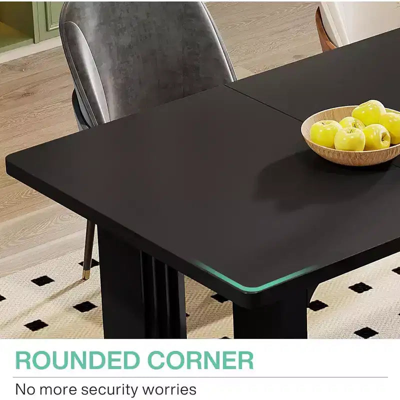 Lantine - Tavolo da pranzo moderno per 6 persone, tavolo da pranzo da cucina grande da 180 cm con base a piedistallo in legno, per cucina, sala da pranzo, soggiorno