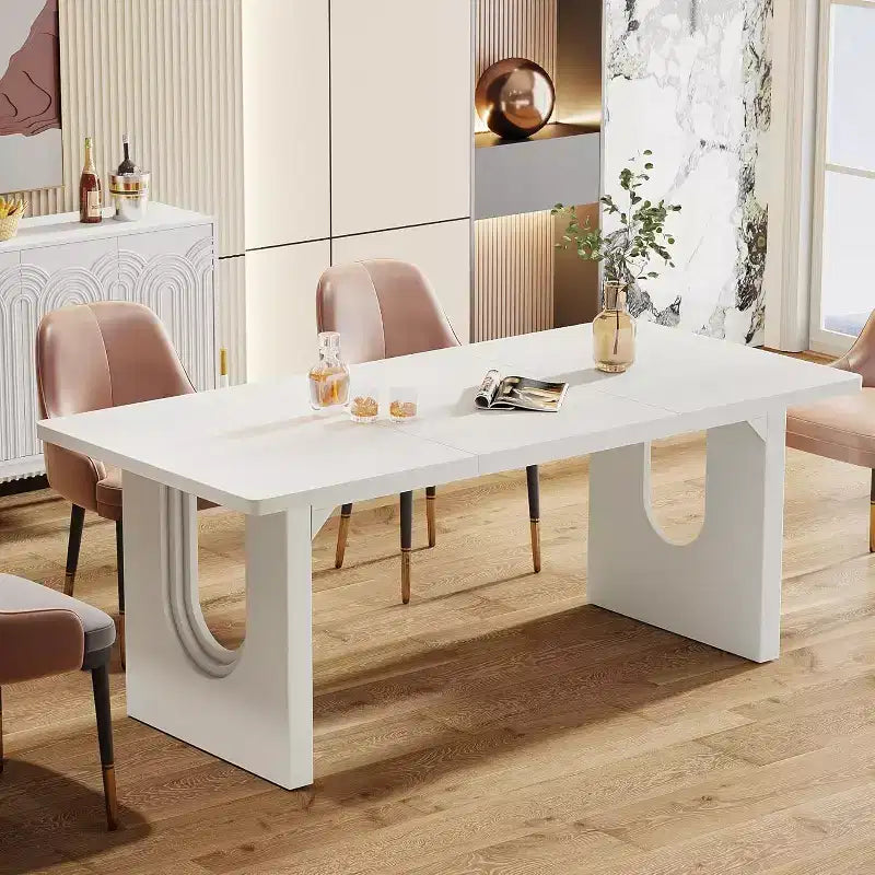 Lantine - Tavolo da pranzo moderno per 6 persone, tavolo da pranzo da cucina grande da 180 cm con base a piedistallo in legno, per cucina, sala da pranzo, soggiorno
