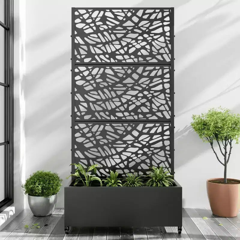 MAYEERTY Fioriera con traliccio in ferro nero Rete Stile 01 72x47x16in Set da 3 pezzi