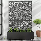 MAYEERTY Fioriera con traliccio in ferro nero Rete Stile 01 72x47x16in Set da 3 pezzi