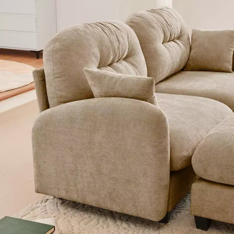 Divano Sezionale Cloud in ciniglia - Gommapiuma Trapuntata ad Alta Densità, Braccioli Ergonomici, Perfetto per la Camera da Letto o il Soggiorno di Piccole Dimensioni